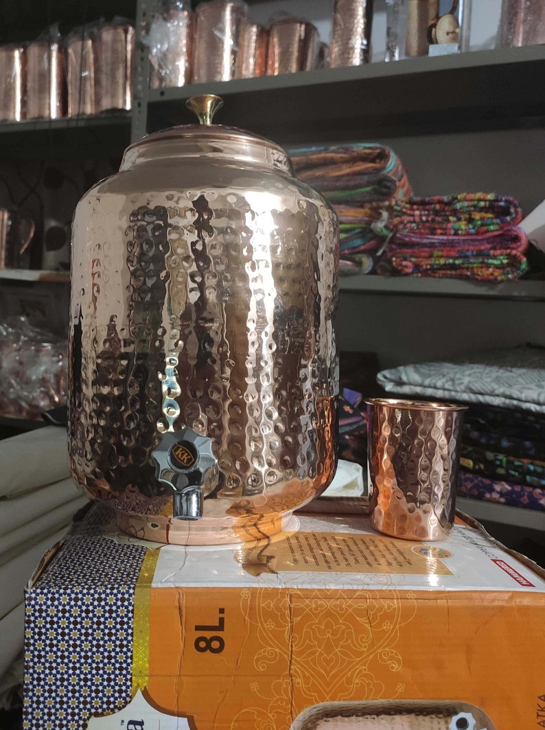 Beautiful Shri Krishna Copper Water Tank 8 Liter Matka With 2 Etsy