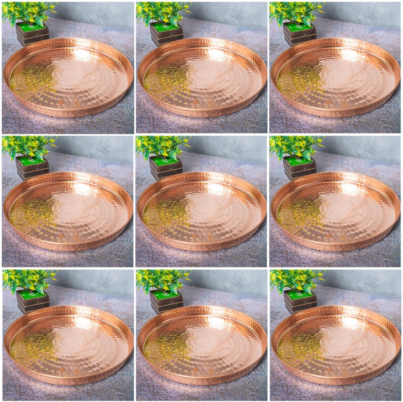 Copper Dinner Plate, Handcrafted Rustic Tableware for Elegant Dining