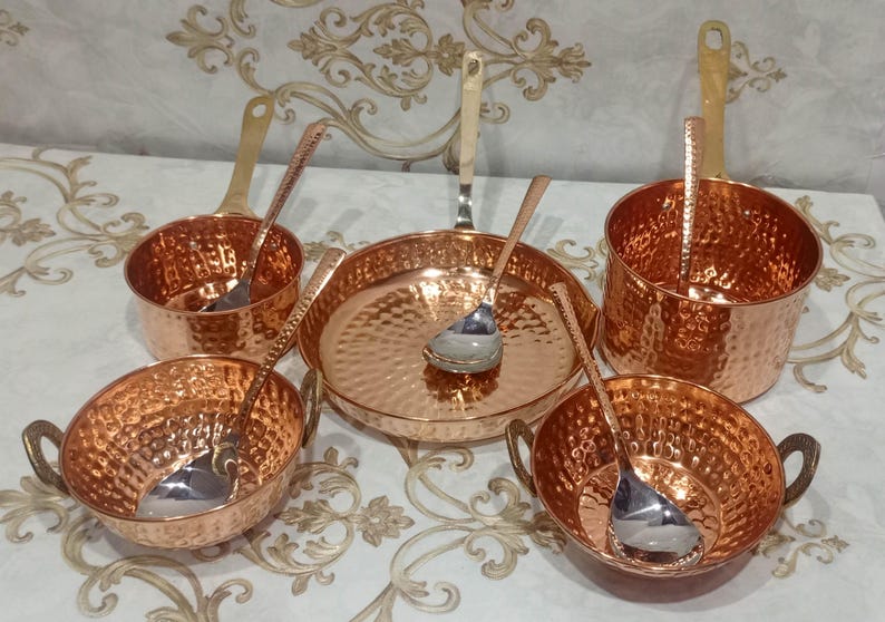 Pure Copper Cookware Set Serving Spoon copper Sauce Pan Set Copper