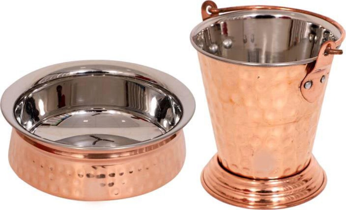 Indian Serving Bowl Copper Stainless Steel Hammered Karahi and Etsy