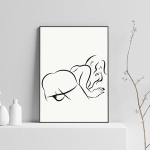 Sex Line Art, Erotic Female Drawing, Minimalist Sexual Position, Abstract Couple Making Love Oral Sex Print Sexy Poster Wall Deco Nude Print image 2