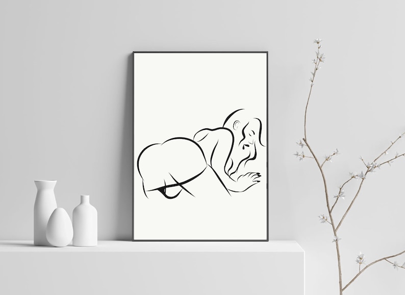 Sex Line Art, Erotic Female Drawing, Minimalist Sexual Position, Abstract Couple Making Love Oral Sex Print Sexy Poster Wall Deco Nude Print image 2