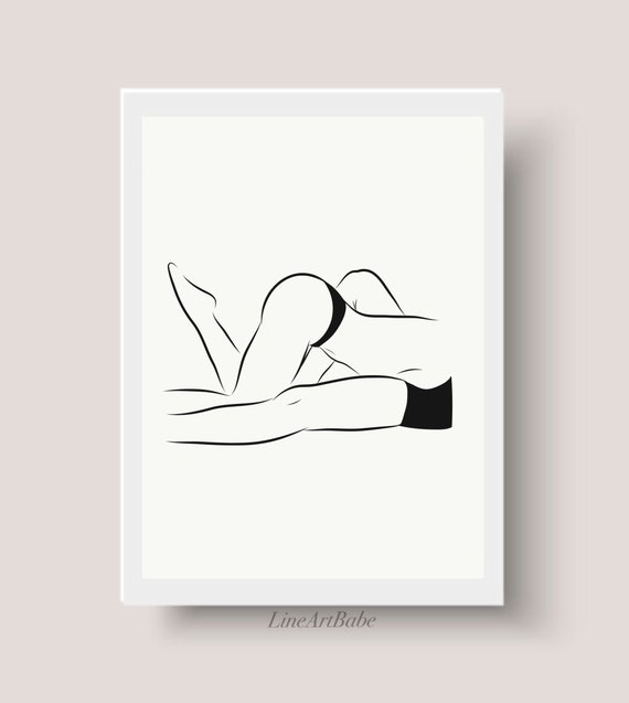 Minimalist Sex Couple Erotic Line Art Abstract Couple Making Love  