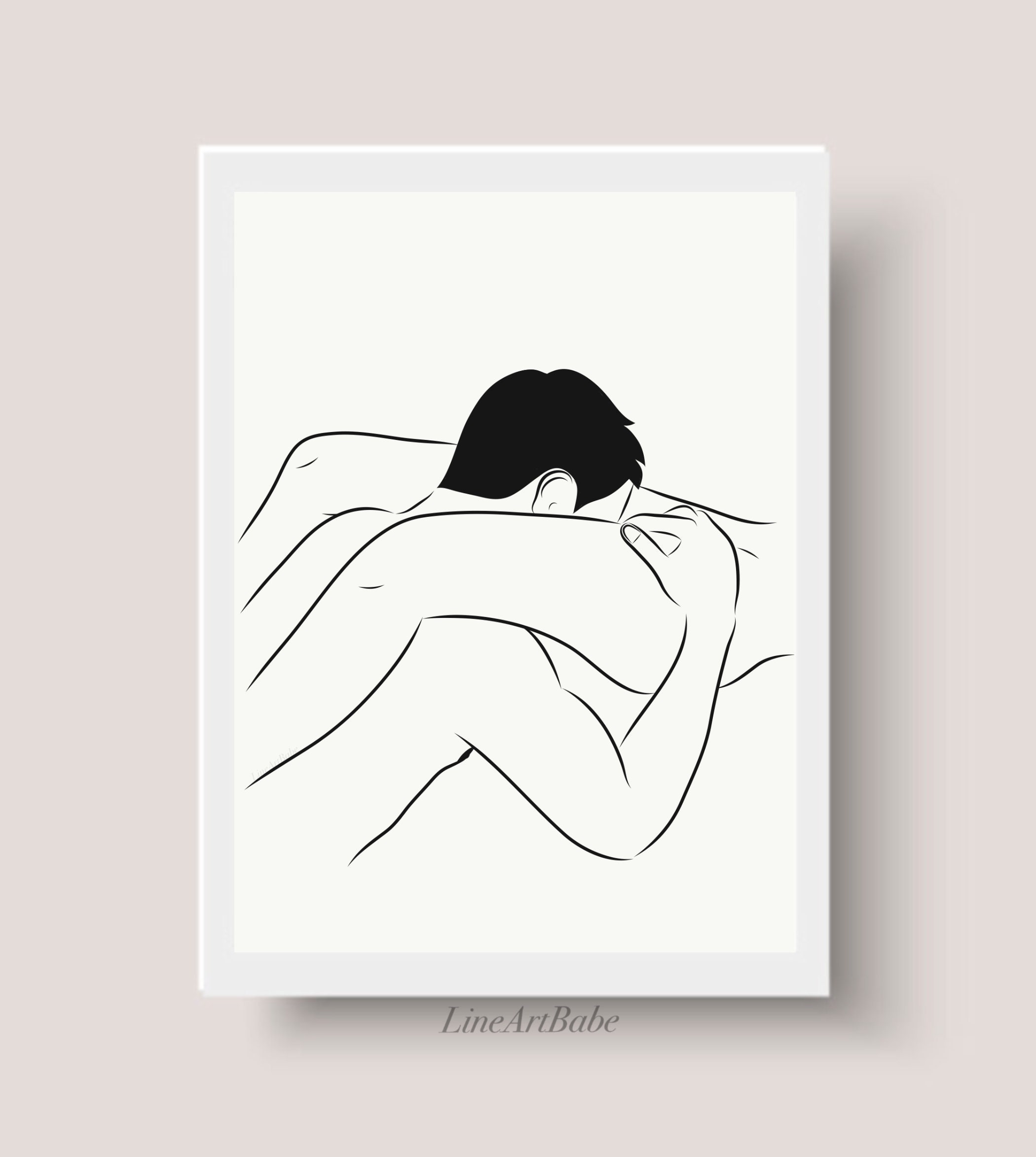 Oral Sex Minimalist Line Art Erotic Abstract Couple Making picture