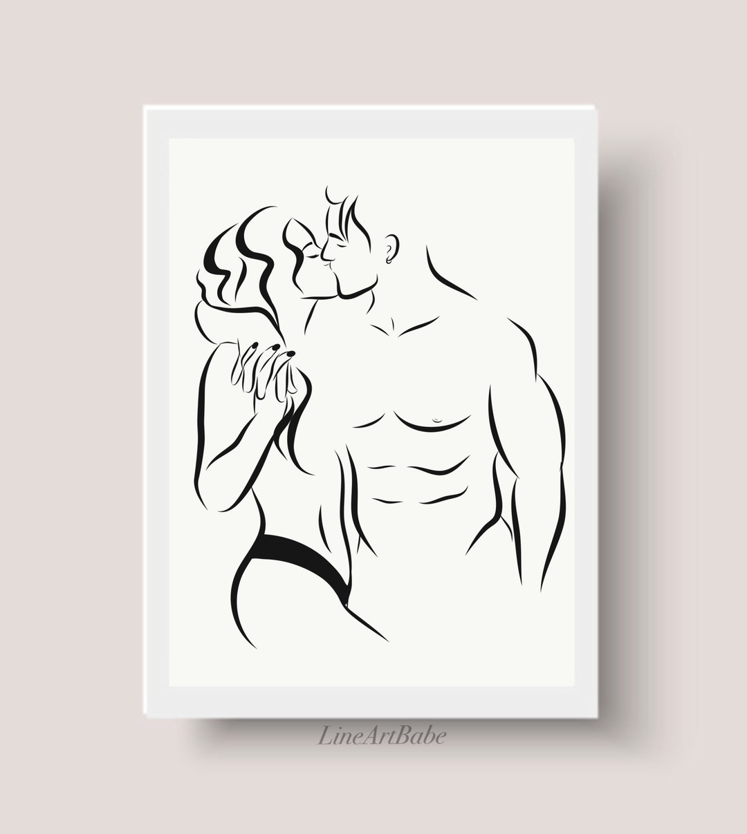Line Art Couple Kiss Minimalist Lovers Holding Hands Drawing pic