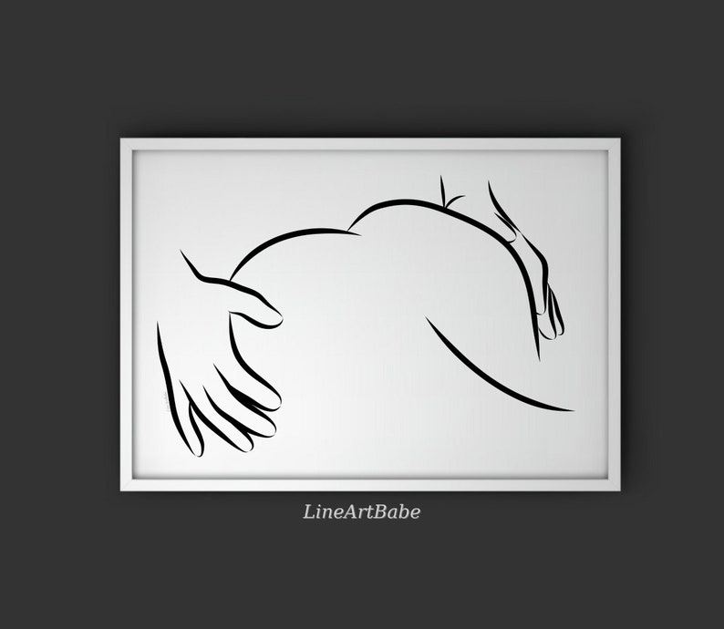 Arte em linha erótica, impressão de arte em linha de sexo, casal minimalista fazendo amor, pôster adulto, arte de parede provocante, pôster sexy, arte em linha de bunda, sexo oral imagem 1