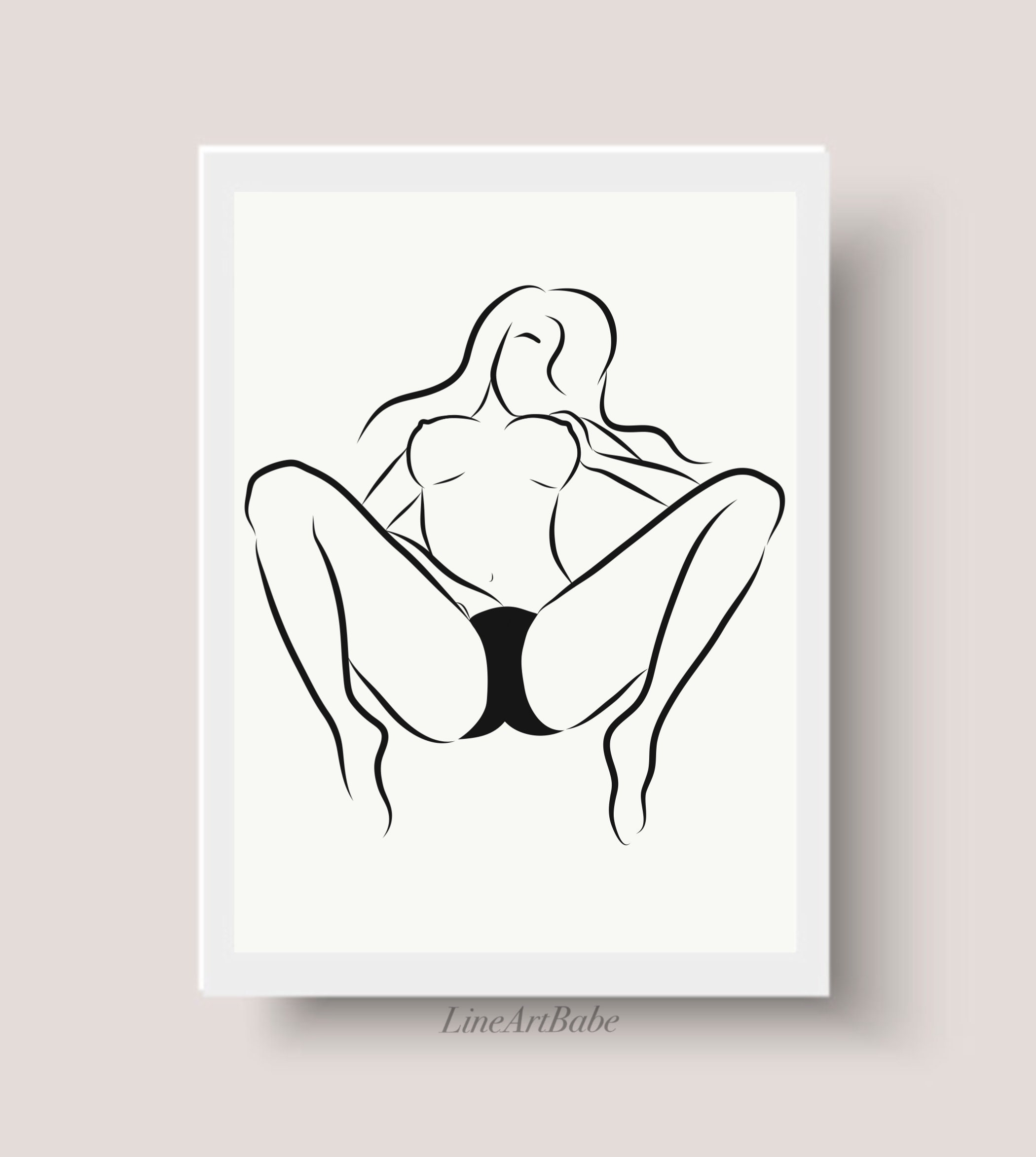 Sexy Line Art Print Woman Touching Herself Drawing pic Fuck my wife melbour...