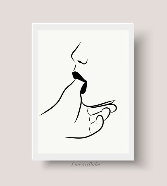 Finger Suck Line Art Sensual Print Erotic Print Sexy Bedroom