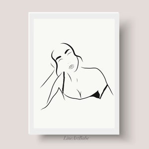 Line Art, Minimalist Drawing,Woman Line Art, Sensual Woman, Line Art Wall Print, Line Drawing Printable