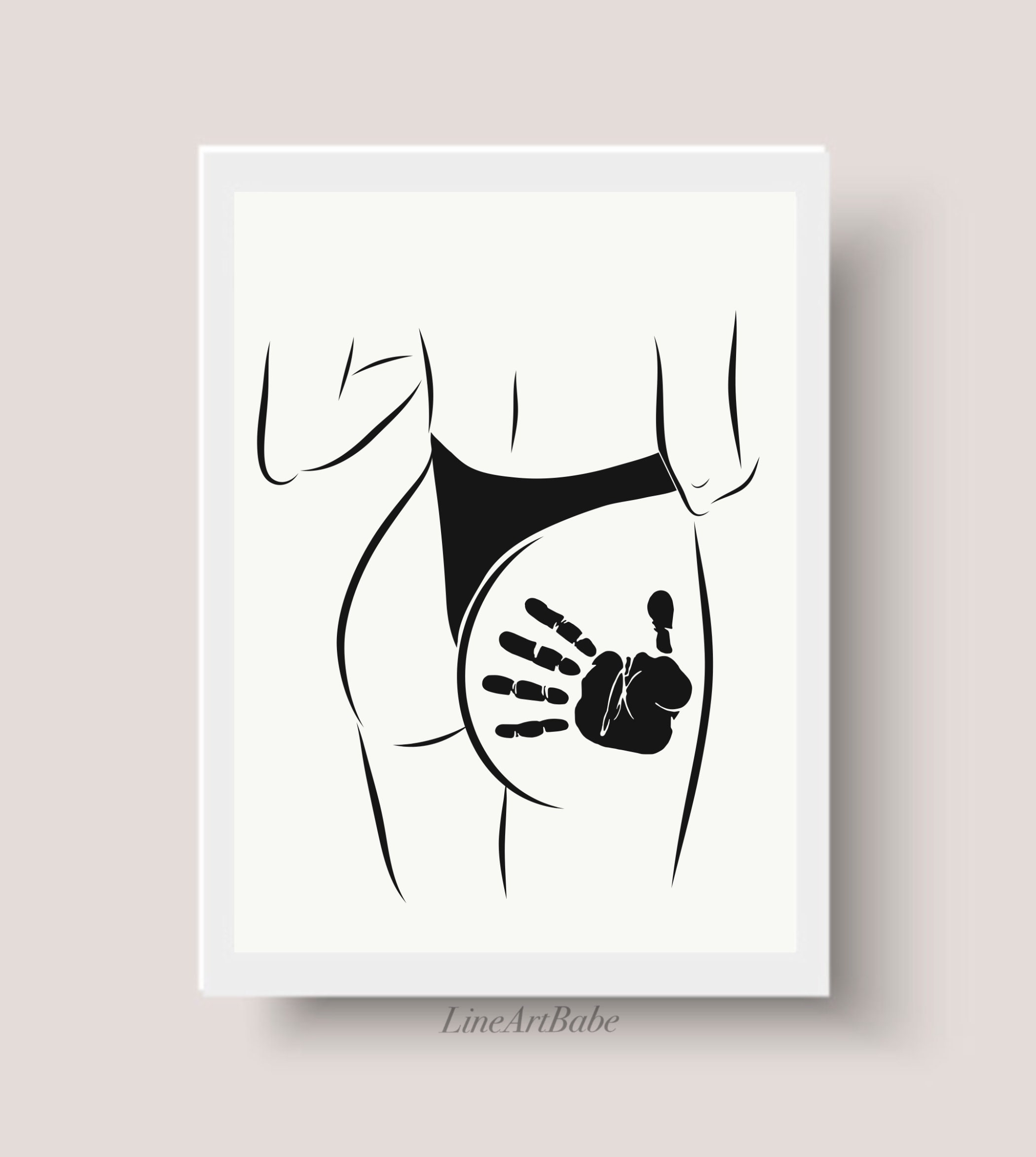Spanking Line Art Sensual Woman Print Female Panties Erotic image
