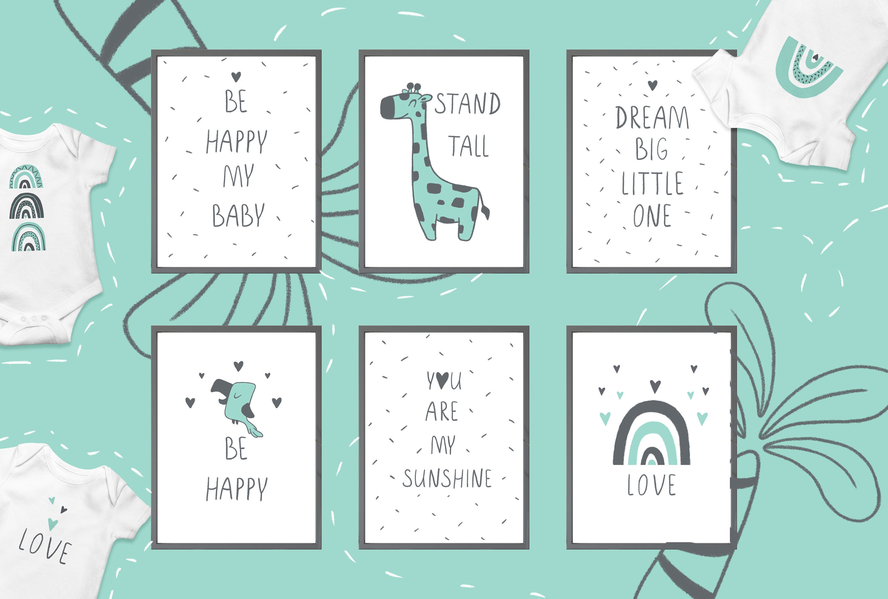 Printable Nursery Room Posters / Baby Shower / Nursery Set of Etsy