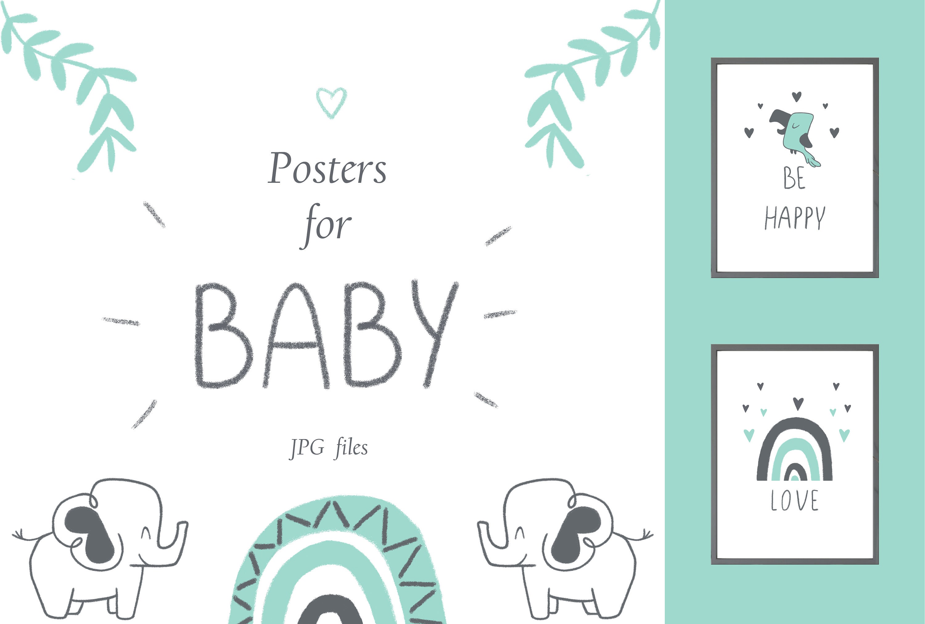 Printable Nursery Room Posters / Baby Shower / Nursery Set of Etsy