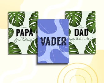 Father's Day | Hand made | Post card | Greeting card | Dutch | English | leaves | abstract | purple