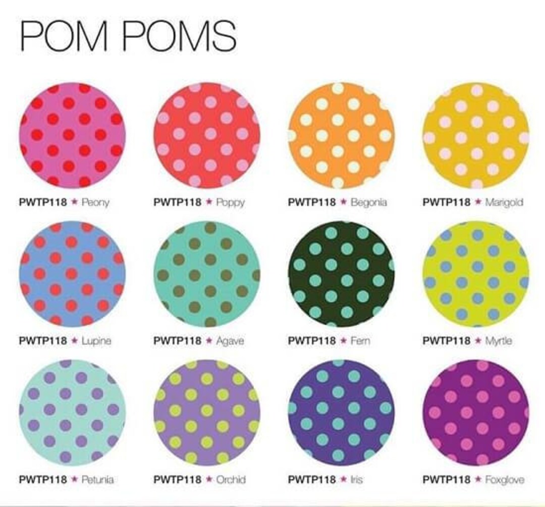 Pom Poms Dot Fabrics True Colors Tula Pink for Freespirit Fabrics by
