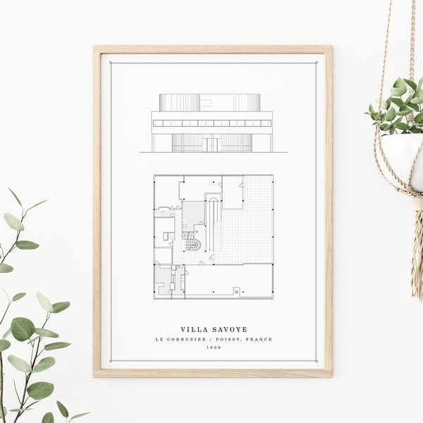 Villa Savoye | Le Corbusier | Digital Download Architecture Print - Architecture Printable Drawing