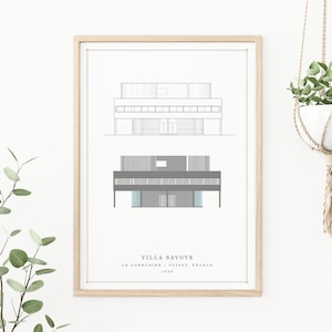 Villa Savoye | Le Corbusier | Digital Download Architecture Print - Architecture Printable Drawing