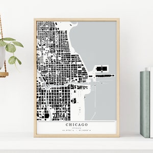 Stadsplattegrond van Chicago | Digitale download | Chicago figuur grond afdrukbare tekening