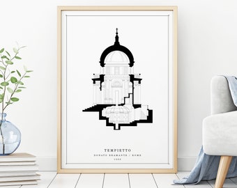 Tempietto | Donato Bramante | Digital Download Architecture Print - Architecture Printable Drawing