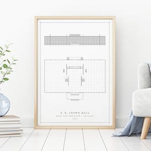 S. R. Crown Hall | Mies Van Der Rohe | Digital Download Architecture Print - Architecture Printable Drawing