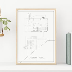 Douglas House | Richard Meier | Digital Download Architecture Print - Architecture Printable Drawing