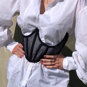 Top corsetto sottoseno bustino nero fatto a mano su misura waist corset plus size xl bustier underbust made in italy
