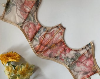 Top corsetto sottoseno floreale bustino fatto a mano su misura floral corset plus size xl bustier underbust made in italy