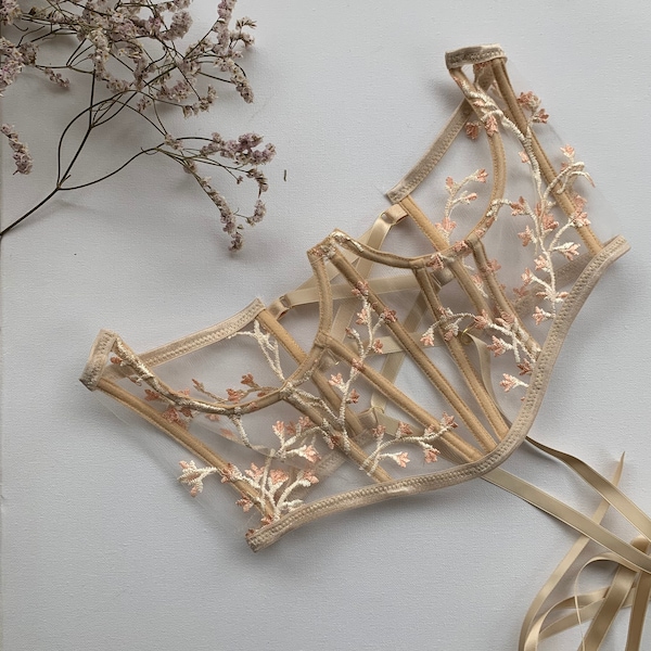 Top corsetto sottoseno oro ricami bustino fatto a mano su misura corsetto floreale oro plus size xl ricamo bustier trasparente underbust