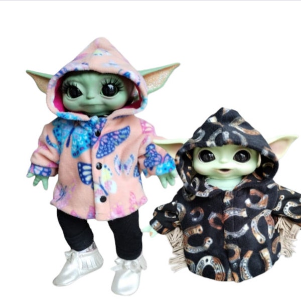 Fleece shirt jackets - Butterfly or cowpoke for  baby Yoda dolls or BAB