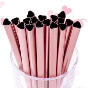 40 Pieces Valentines Plastic Straws Heart Shaped Drinking Straws Decorative Heart  Straws for Valentine's Day Wedding Party Supplies, Red and Pink 