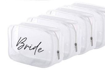 Custom Toiletry Zipper Bride Personalized Makeup Bag- Make Up Bag - Bridesmaid Gifts | Bright Make Up Bag | Clear Make up Travel bags