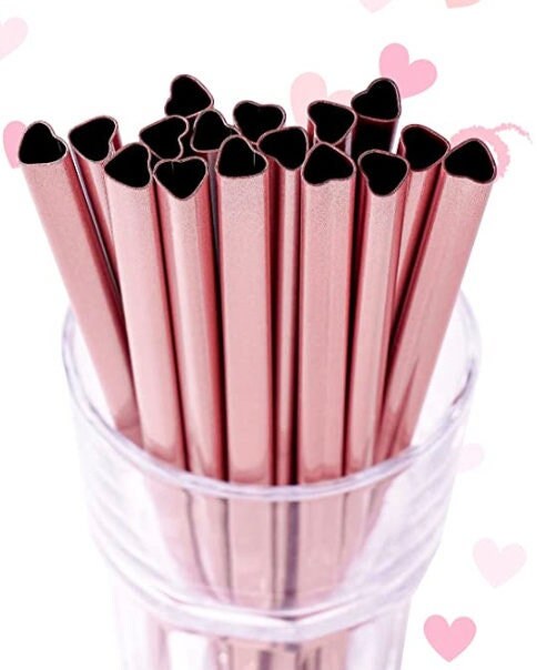 Pink Heart-shaped Pet Straw, Reusable Washable Drinking Straws, With  Cleaning Brush, Great For Wedding Holiday Party Decoration