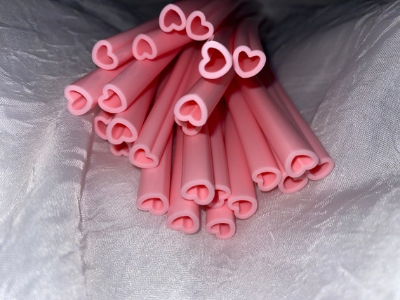 Heart Shaped Pink Reusable Straw Reusable Straw Baby Pink Heart Silicone Straw  reusable Straw Silicone 9.8 Tumblers Straws 