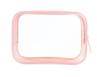Color Blank Makeup Bag- Make Up Bag - Bridesmaid Gifts | Bright Make Up Bag | Clear Make up Travel bags | Pink Cosmetic Bag | Yellow Make Up