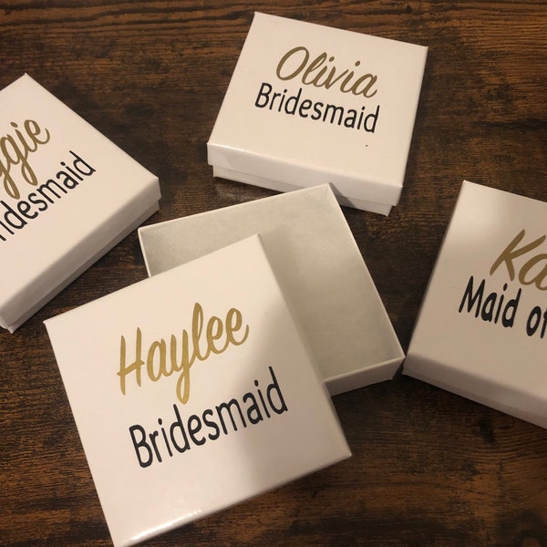 Small Personalized Jewelry Box - 3 1/2 Inch Square Box | Small Gift Box | Bridesmaid Box | Earring Box | Bridesmaid Proposal Box