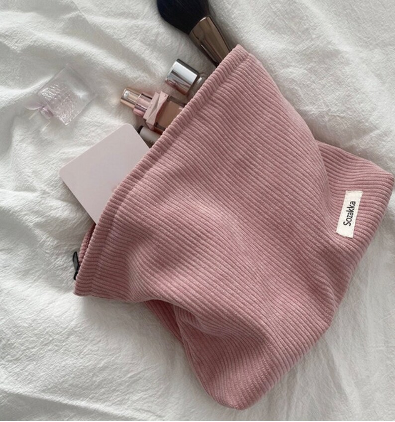 Smiley Face Corduroy Cosmetic Bag Large Cosmetic Bag Makeup Etsy