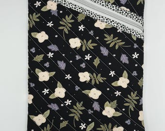 Handcrafted Tablet Sleeve / Quilted Floral Tablet Case with Zippered Closure/ Gifts for Her/ Teacher Gifts