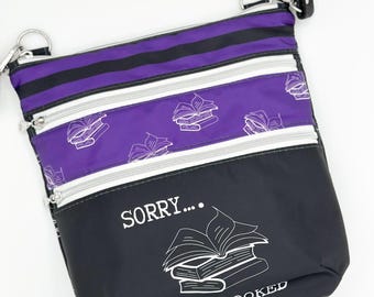 I'm Booked Crossbody Bag, Triple Zipper Nylon Travel Purse