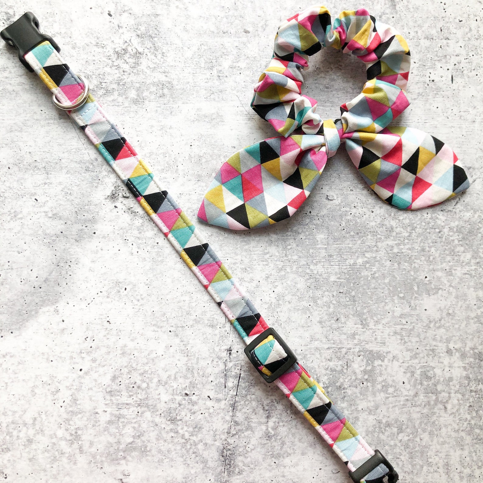 Dog Collar and Scrunchie Set Modern Triangles Etsy