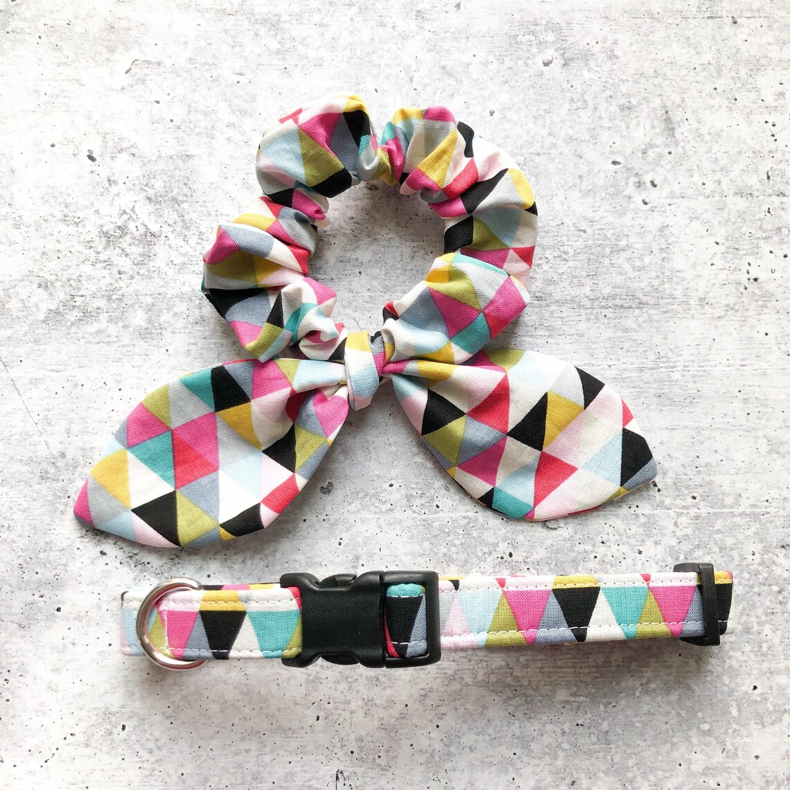 Dog Collar and Scrunchie Set Modern Triangles Etsy