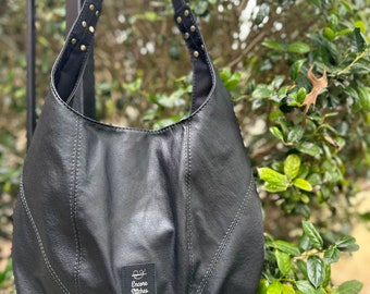 Upcycled Leather Hobo Style Shoulder Bag, Estrella Handbag, Boho Style