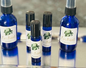 Cobalt Blue Aromatherapy Roller Bottle: Lavender Chamomile Vanilla Blend