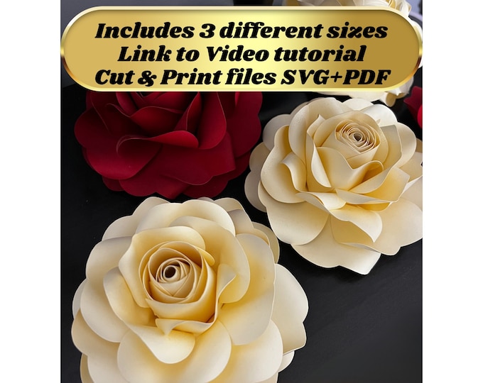 Paper Rose Template, Cardstock Paper Flower Template, Paper Rose Craft ...