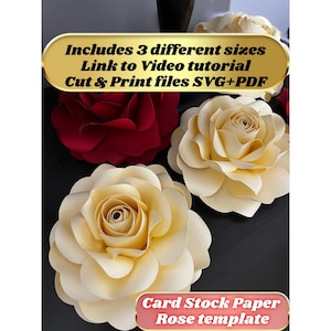 Paper rose template, cardstock paper flower template, paper rose craft, cardstock rose craft, paper flowers, diy paper flower template