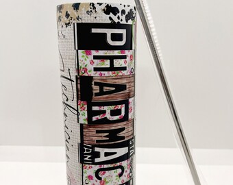 Pharmacy Technician 20 oz Tumbler, Pharmacy week gift for techs, Pharmacy technician gift, 20 oz, Skinny Tumbler for gift 20 oz