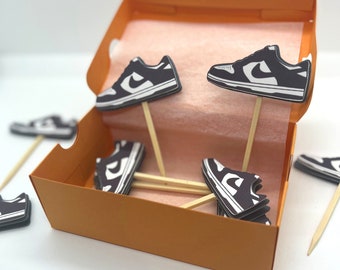shoe cake topper, black and white shoes, Low top sneakers,sneaker cake topper,sneaker gala party decoration, sneakerhead party, sneaker gala