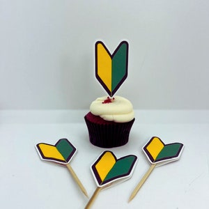 JDM cake topper, Japanese cake toppers, JDM cake design, beginner badge topper, car cupcake topper, JDM enthusiast cupcake toppers, Wakaba