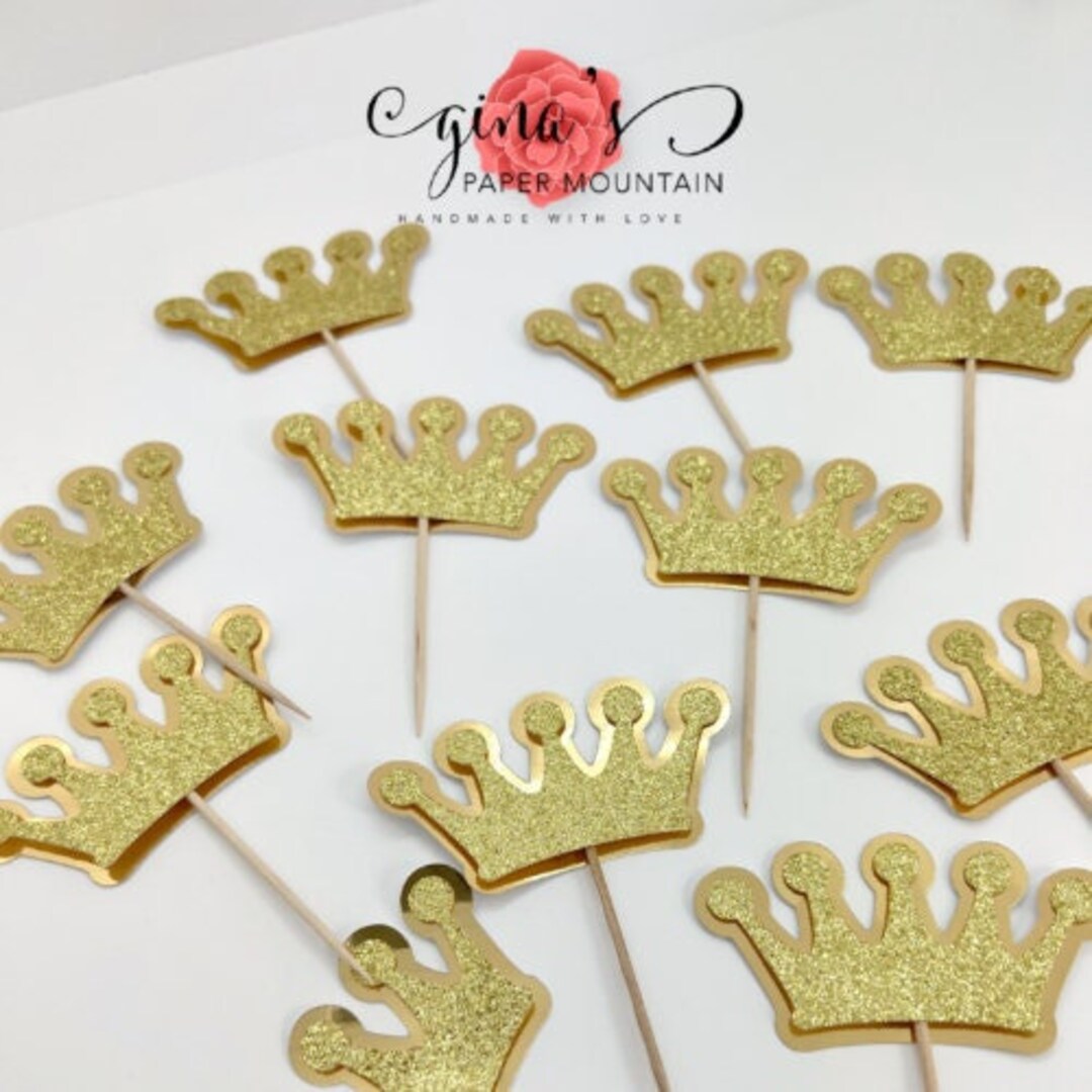 Crown Cupcake Toppers, Princess Cupcake Toppers, Prince Cupcake Toppers