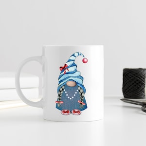 Gnome mug, Gnome coffee mug, Lady gnome, Guy gnome, Couple gnome, denim gnomes, hip gnomes, gnomes, gnome coffee decor, gnome coffee cup