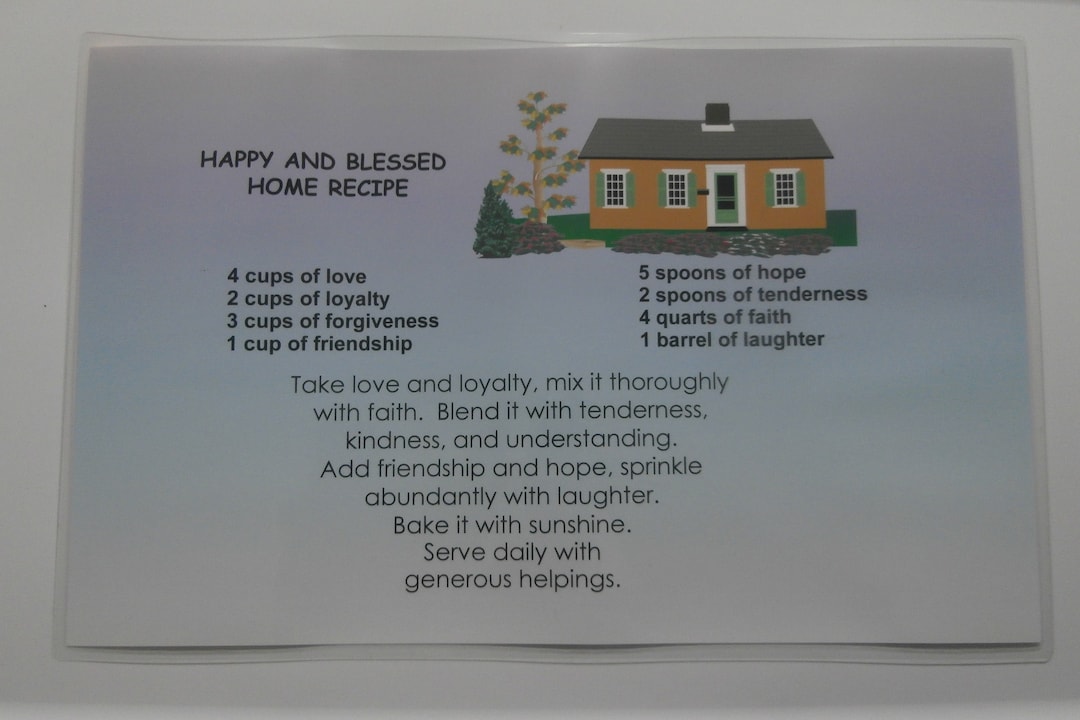 Happy & Blessed Home Recipe Placemat - Etsy