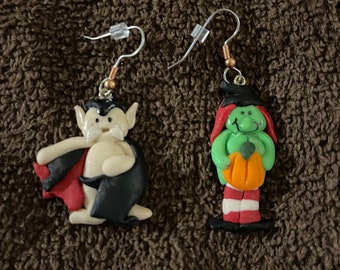Nearly Naked Dracula and Witch Earrings